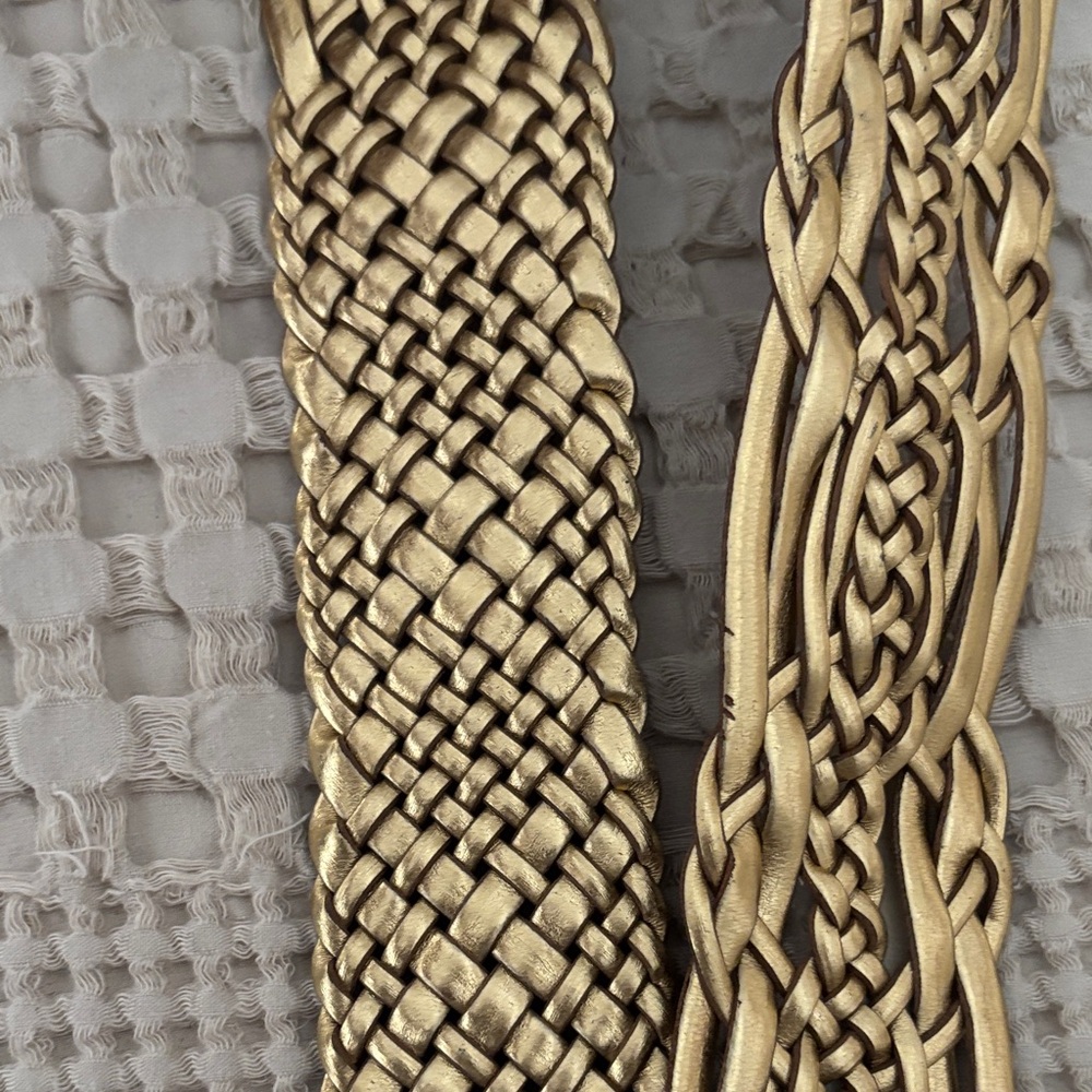 NWT Nine West Gold Tone Metallic Woven Belt with Decorative Buckle Size L/XL - Picture 8 of 16